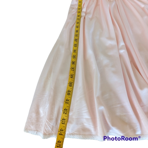 Vintage Diane Von Furstenberg Lingerie Medium Pink Nylon Lace Nightgown Midi - Picture 9 of 14